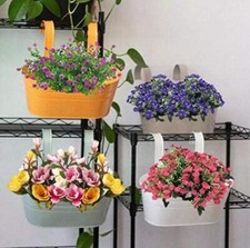 4X Hanging Flower Pots Over Fence Planters Bucket for Railing Wall Fence Balcony