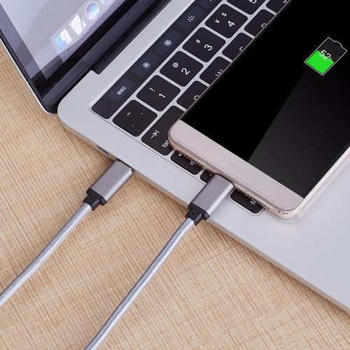 USB C to USB C Cable 3.1 Gen1 Type C Nylon Braided &Fast Charging (6.6 ft /Grey) - Photo 6 sur 6