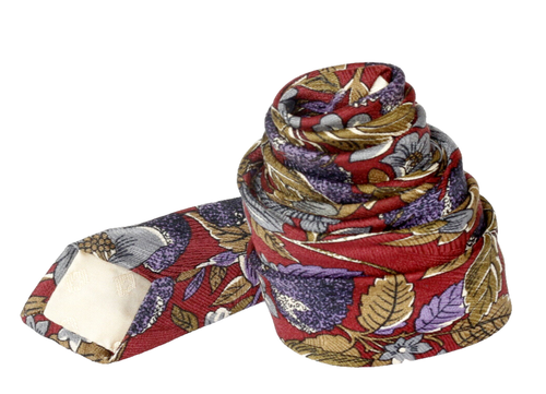 Mens JOSE PISCADOR Silk Tie, 100% Silk Red Floral Design - Picture 3 of 3