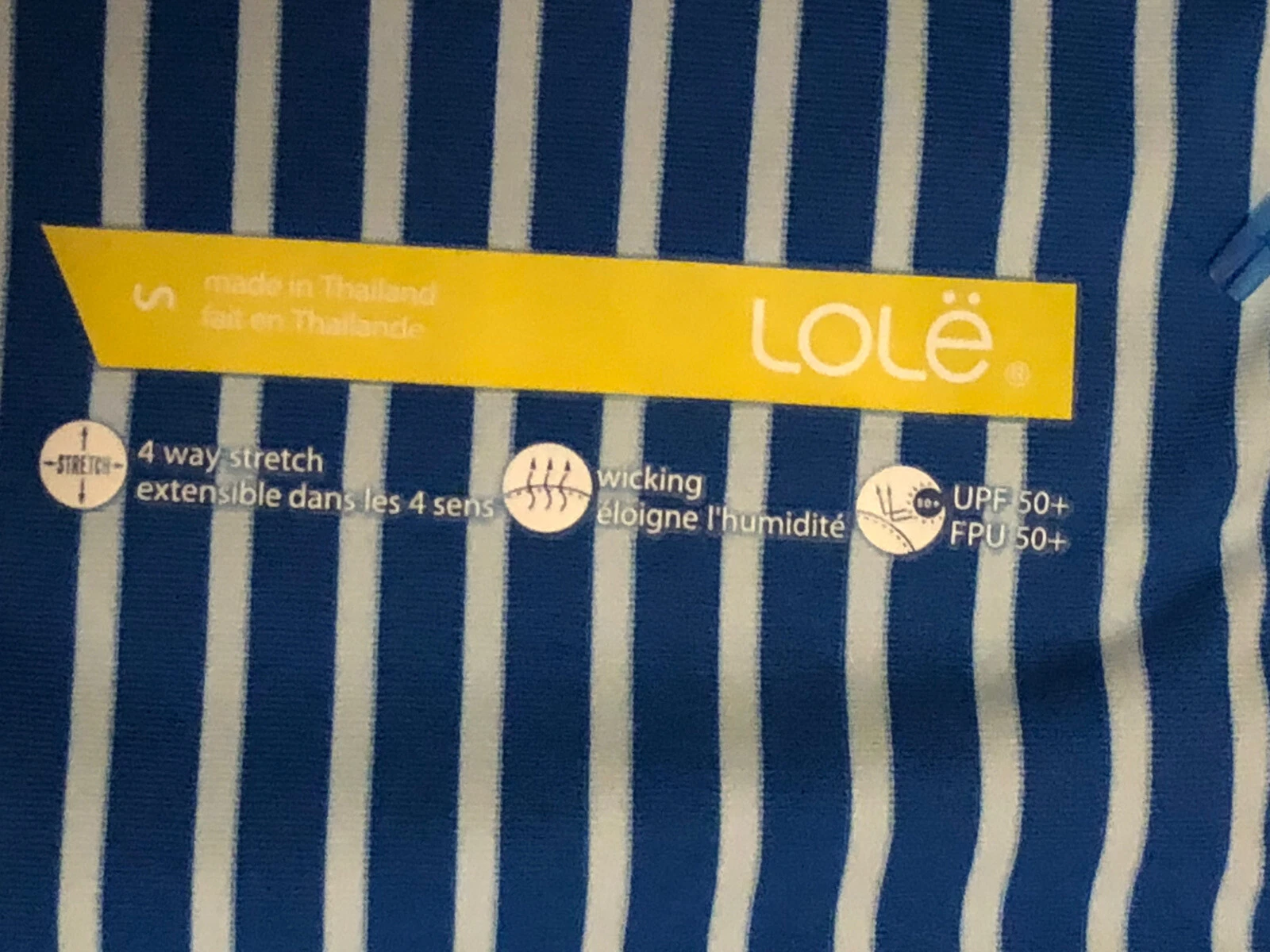 lole short sleeved striped 4 way stretch shirt