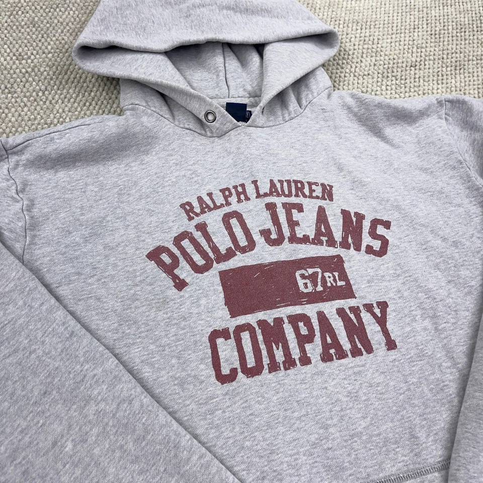 Sudadera con Capucha Ralph Lauren Vintage Hombres XXL Gris Rojo Polo Jeans Sudadera RL67 90s Y2K Foto 3 de 4