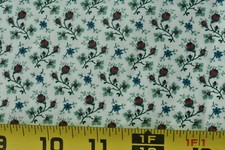 By 1/2 Yd, Vintage, Red Blue Green Calico on Cream Quilt Cotton, Cranston, P7576