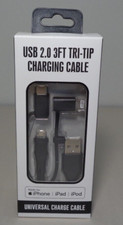 USB 2.0 UNIVERSAL CHARGE CABLE / New / 3 Foot / Tri-Tip