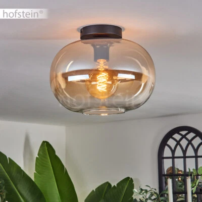 Decken Leuchte Glas bernsteinfarben Klar Schlaf Wohn Zimmer Lampe Kugelleuchte