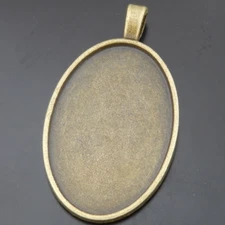 Inner 30x20mm Bronze Alloy Oval Base Settings 10pcs Bezel Frame Pendant Findings