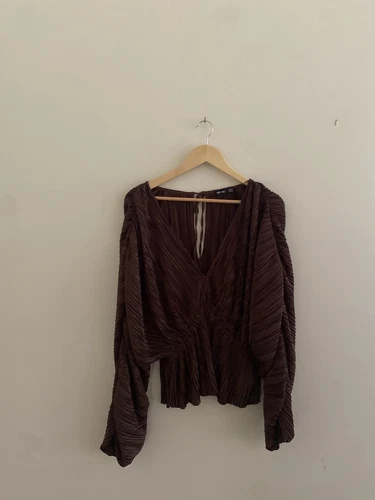 You And All Plus Size 22 Brown Crinkle Long Sleeve Top Pants Coordinate Set  - Picture 2 of 9