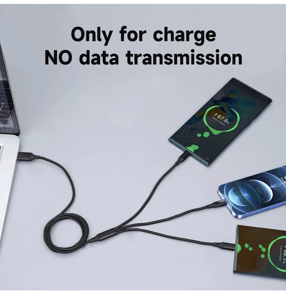 1 New  3 In 1 Micro USB Charging Type-C  Fast Charging Charger Cable for iPhone - Image 4 of 4