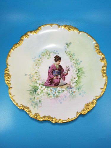 J.P.L. Jean Pouyat Limoges France Signed M.M.L. Plate 9 1/2" Gold Gilt Trim - Picture 7 of 11