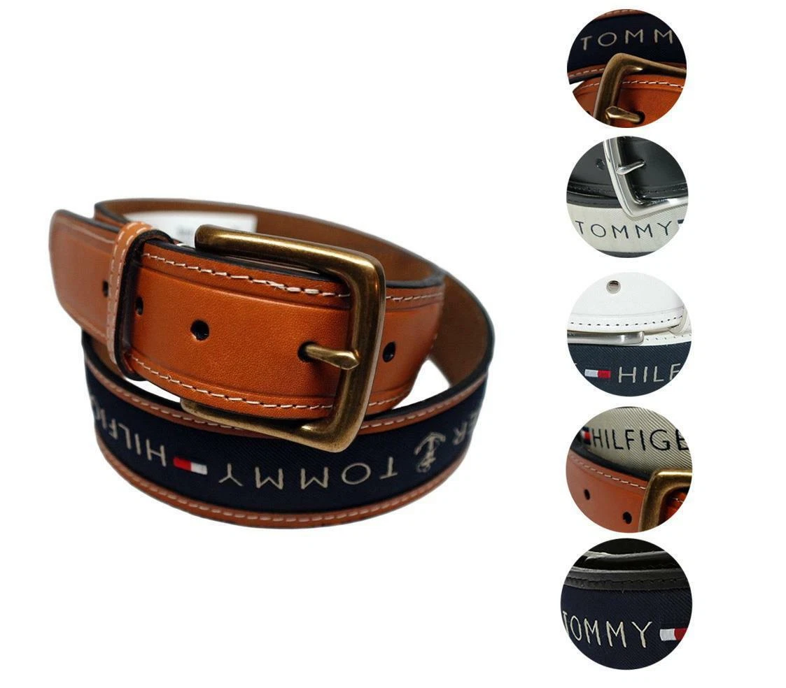 Tommy Hilfiger Men's Ribbon Inlay Fabric Belt with Harness Buckle at   Men’s Clothing store