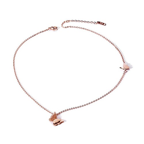 18K Rose Gold Butterfly Pendant+Earrings Women Collar Chain Necklace Jewelry Set - Picture 10 of 11