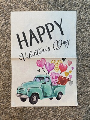 Happy Valentine s Day 12  X 18  Garden Yard Flag New Pick Up Truck Hearts Love