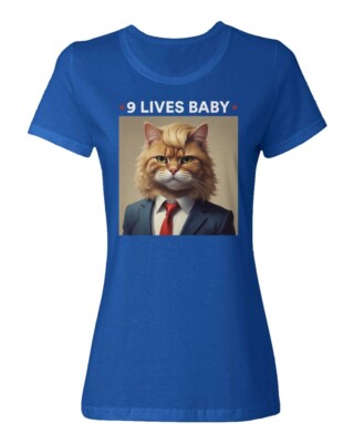 Trump Cat 9 Lives Baby Funny President Elections Ladies' Crewneck T-Shirt
