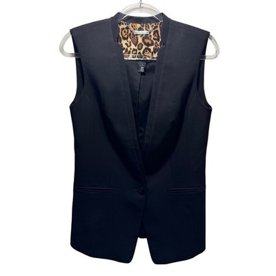 WHBM Academia Quiet Luxury Chic Structured Minimalist Business Vest 4 Black