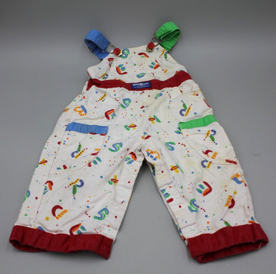 Vintage Oshkosh B'Gosh Color Block Alphabet Overalls Size 24M Toddler White Red