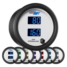 Slightly Used GlowShift White 7 Color Dual Digital Air Pressure Gauge Kit