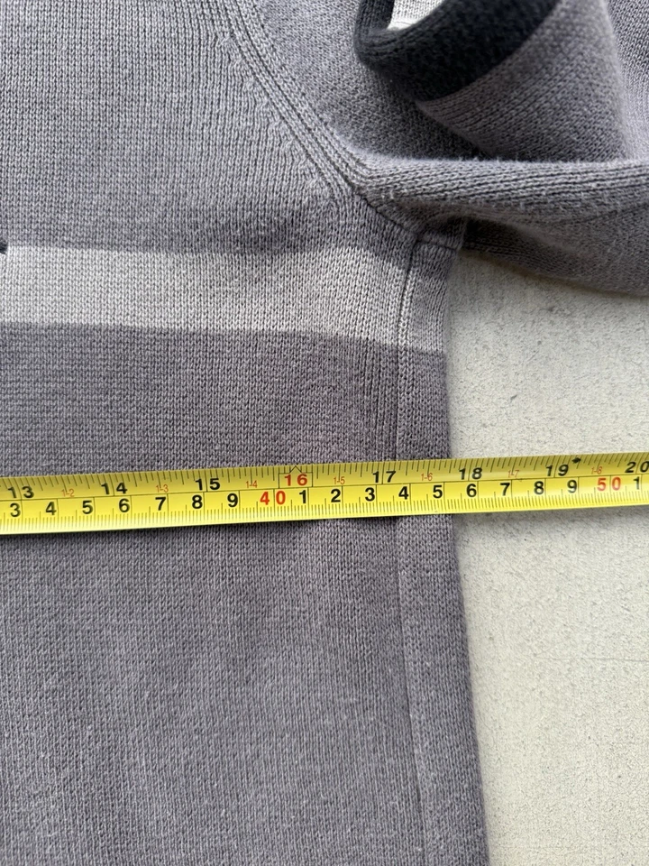 Vintage Armani Exchange Wool Blend Striped Grey Crewneck Pullover Sweater - Image 3 of 4