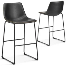 Counter Height Bar Stools Set of 2, Modern Counter Stool Faux Leather Barstoo...