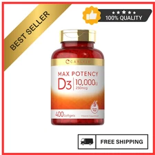 Vitamin D3 10000 IU 400 Softgels | Value Size | Max Potency | by Carlyle