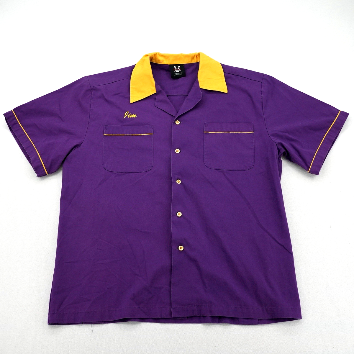 Hilton Vintage Bowling Shirt - Purple and Yellow Size L | eBay