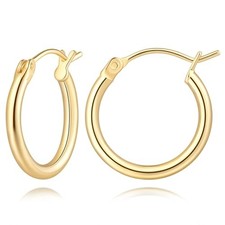 14K Gold Hoop Earrings, Huggie Hoop Earrings for Women, Hypoallergenic 16mm
