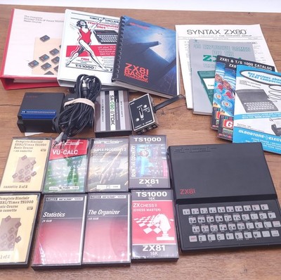Sinclair ZX81 Computer w/ Programs, Manuals, 16K RAM Expansion, Cables CLEAN