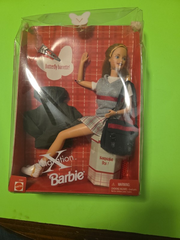 Vintage 1999 Barbie Xhilaration Target Doll NIB Hoodie School Girl Barette