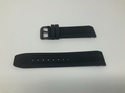 Redline Watch Black Rubber Strap Band With Black Buckle 22mm