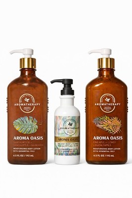 Bath & Body Works Aromatherapy Aroma Oasis Lotion Set of 3 Sandalwood Pineapple