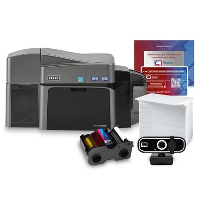 Fargo DTC1250e Dual Sided ID Card Printer Complete Supplies Package with Bronze