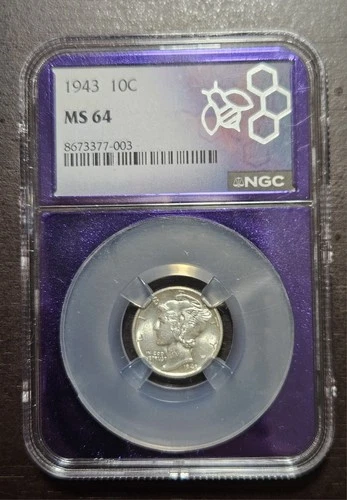 1943 10c NGC MS64 Mercury Dime (Trader Bea Purple Core)