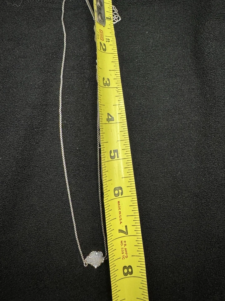 Kendra Scott Tess white iridescent drusy necklace in silver color - Image 4 of 4