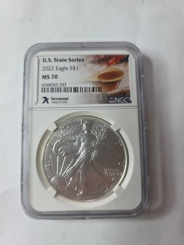 2022 7K Metals U.S. State Series American Silver Eagle NGC MS70 - Vermont