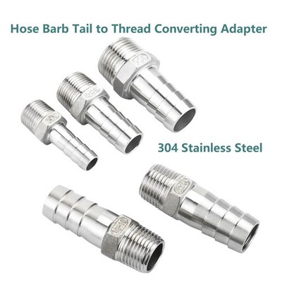 2Stk 304 Edelstahl Rohr Fittings 6-20mm Schlauchtülle auf Außengewinde Adapter