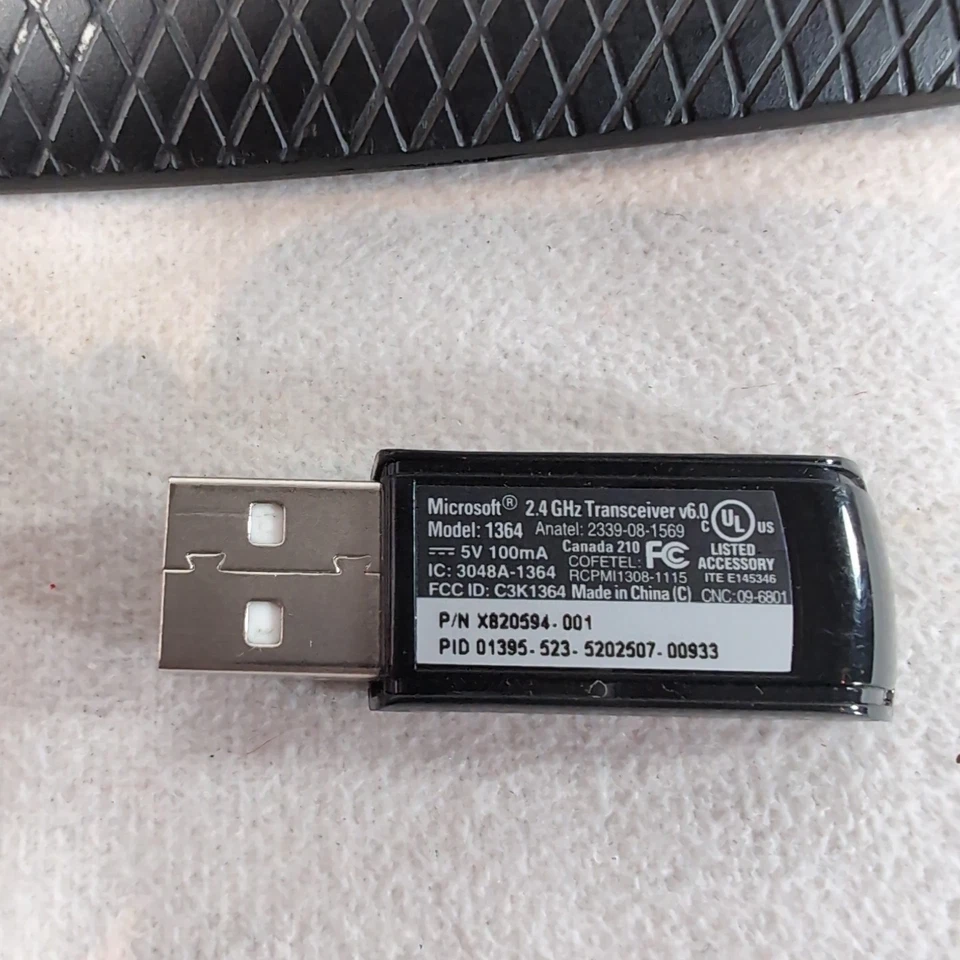 Microsoft Comfort Curve Keyboard 5000 w/ USB Dongle TESTED Black WUG0872 Slim - Image 3 of 4