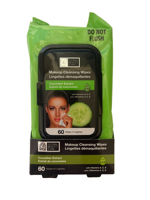 Global Beauty Care Makeup Cleansing Wipes 60-ct. Cucumber Extract.