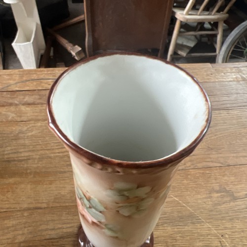 Vintage Hand Painted Floral Ceramic Vase 9” Very Elegant - Picture 2 of 12