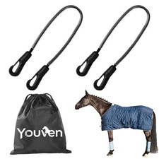 Horse Blanket Leg Straps Replacement, Adjustable Elastic Straps with Clips, H...