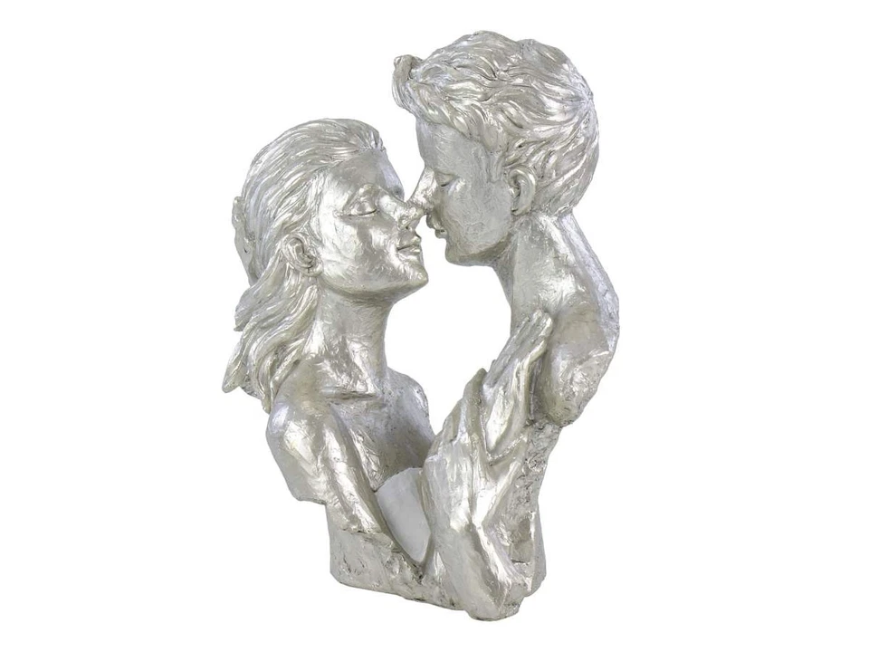 Dekofigur Paar silber küssend in Umarmung modern Deko Büste Liebespaar 29 cm - Bild 4 von 4