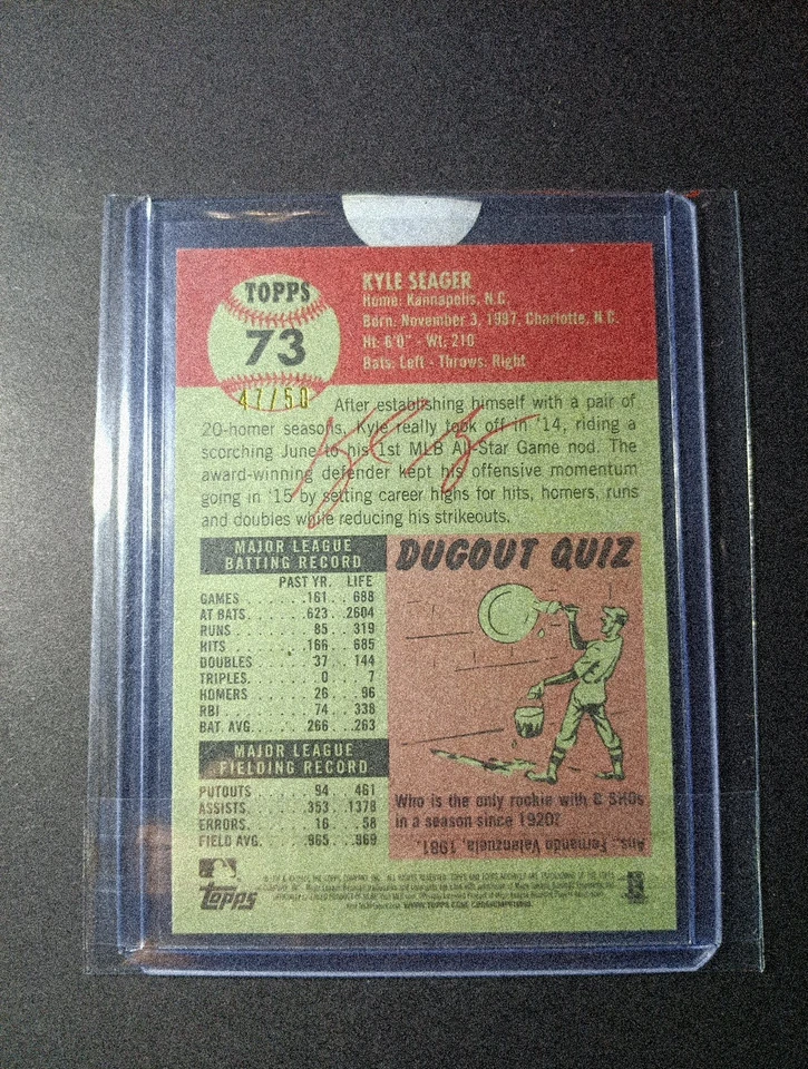 2016 Topps Archives Kyle Seager 1953 Design SSP RED Boarder #'d 47/50 - Image 2 of 4