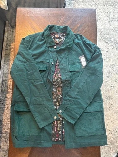 Dickeys Dickies Reworked Chore coat Hoodie Mens Green Plaid Hooded Coat Zip Logo - product listing photo