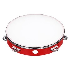 1 Pcs Tambourine Drum 10 Inch Hand Held Tambourine for Adults, Red