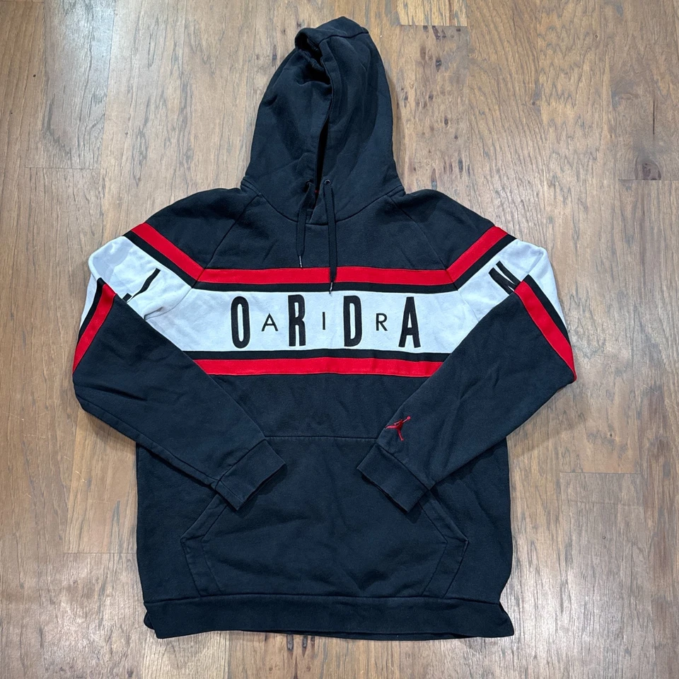 Sudadera con Capucha Jordan Para Hombres XL Rayas Negras Logo Air Jumpman Pullover Polar Foto 2 de 4