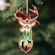 Deer Christmas Ornaments for Tree Wooden Hunting Decor Gifts for Hunters Outdoor