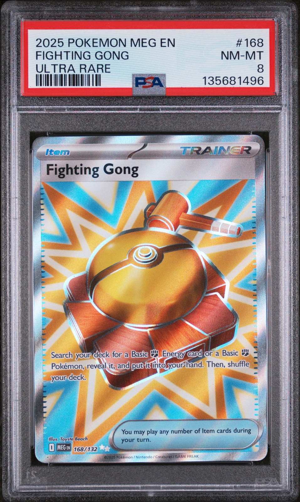 2025 POKEMON MEG EN-MEGA EVOLUTION ULTRA RARE #168 FIGHTING GONG PSA 8