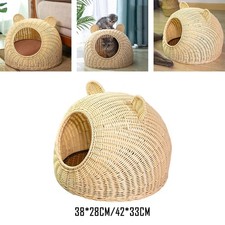 Pet Bed Imitation Rattan Lightweight Kennel Washable for Summer Kitten