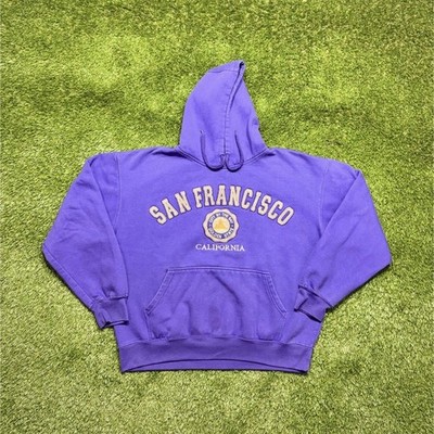San Francisco California Hoodie Sweatshirt Men Large Purple White Cali Bay Area