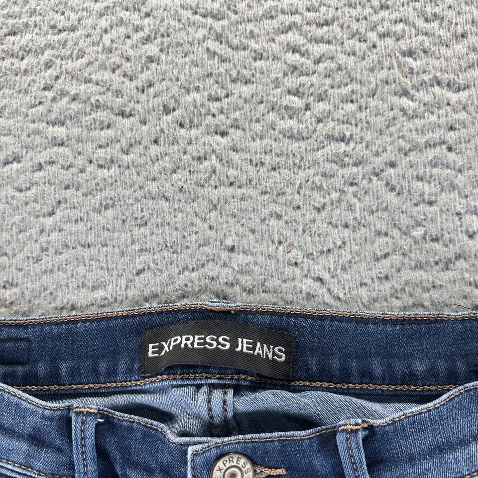 Express Jeans Womens 2 Blue Cotton Denim Jegging Mid-Rise Workwear Faded Stretch - Image 4 of 4