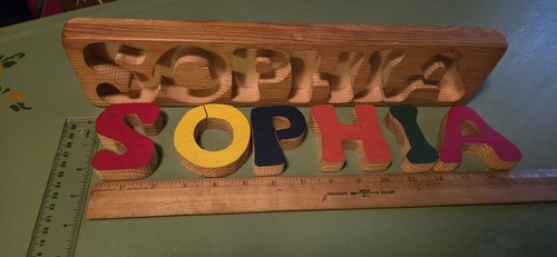 Handmade Personalized Wood Name “SOPHIA” Puzzle for Toddler Birthday Wooden Toys