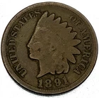 1891 Indian Head Cent US Coin Early Date Penny ST671