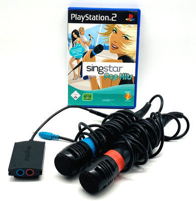 Bundle Singstar Pop Hits Mikrofone rot blau Adapter PlayStation 2 PS2
